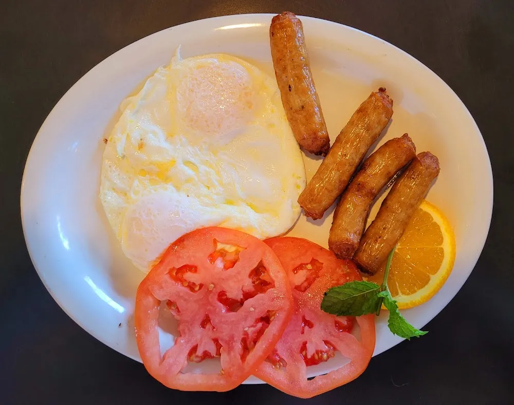 2 Eggs and Sausage with Tomatoes