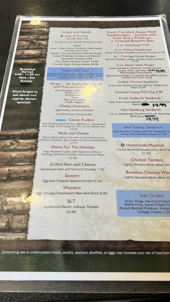 Carriage House Cafe & Grill Menu image 2